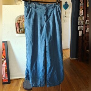 Flowy American Eagle Chambray Wide Leg Trouser